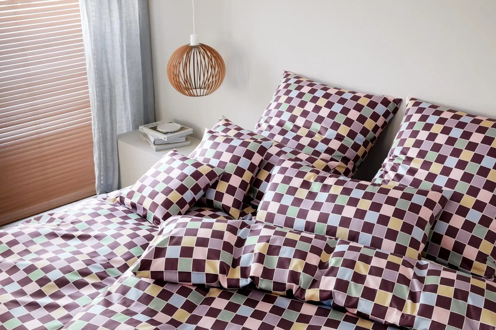 Elegante Bettwäsche Scrabble Mako-Satin Merlot 2-teilig