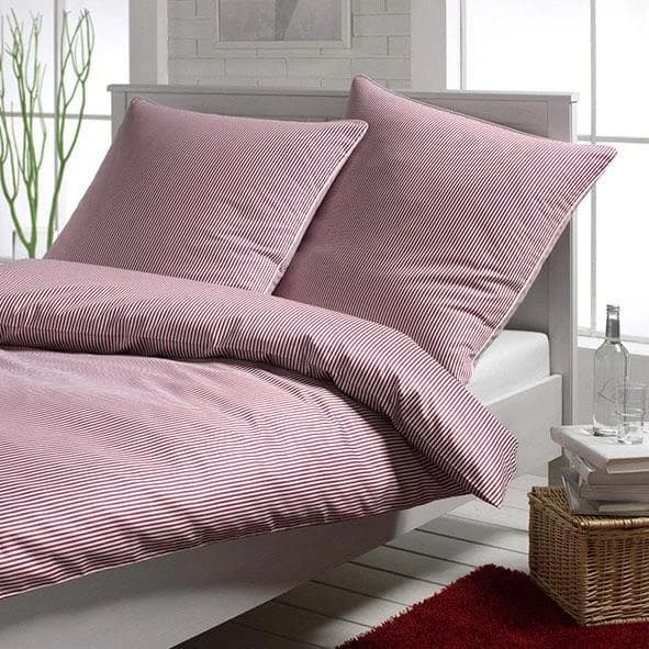Elegante Bettwäsche Mako-Satin Bordeaux Gestreift