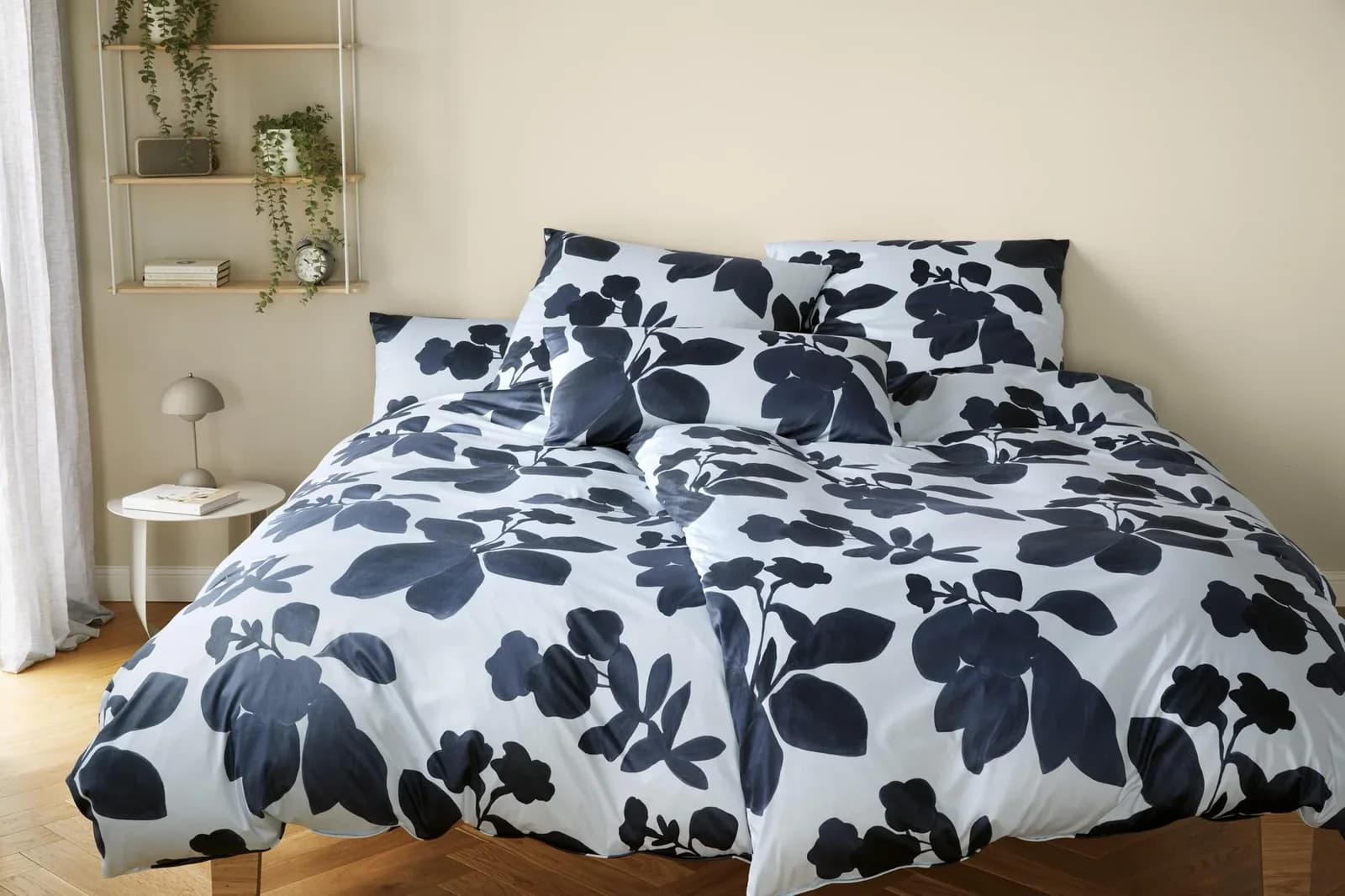 Bettwäsche ELEGANTE Shadows Denim-Blau Baumwolle Japan-Stil