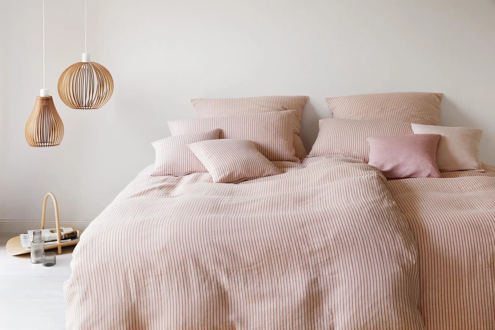 Elegante Bettwäsche Cozy Halbleinen Terra Streifen
