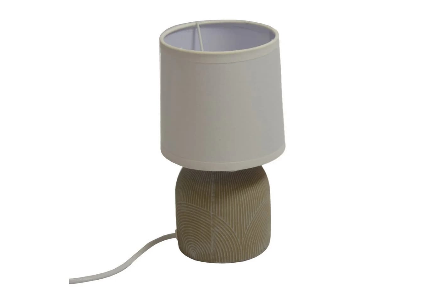 B&S Tischleuchte Keramik Stoff E14 beige