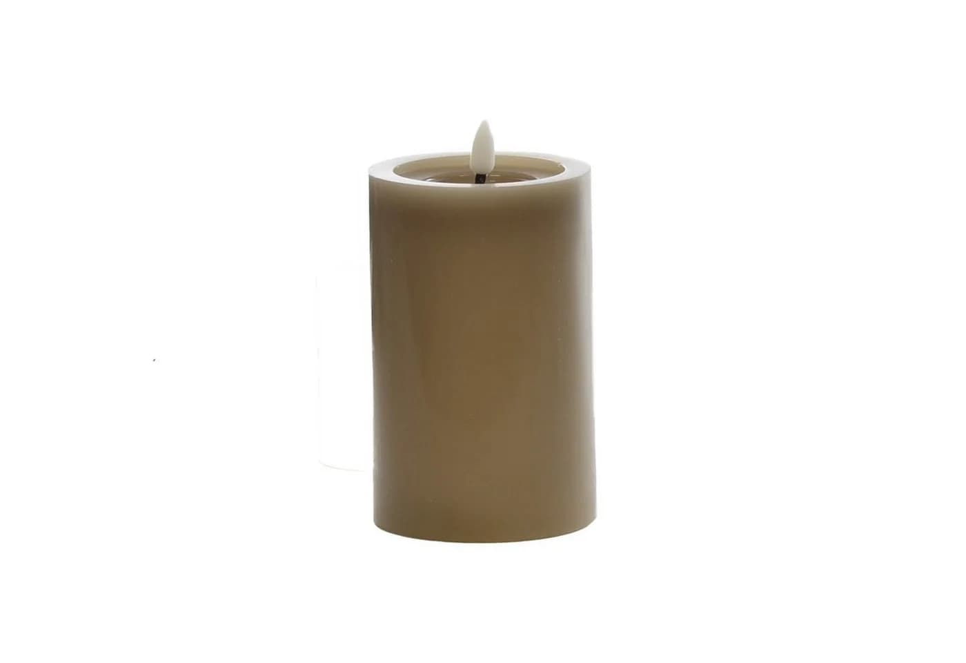 B&S LED-Kerze LED Wachskerze Taupe 10 x Ø 7,5 cm mit Flackerflamme und Timer