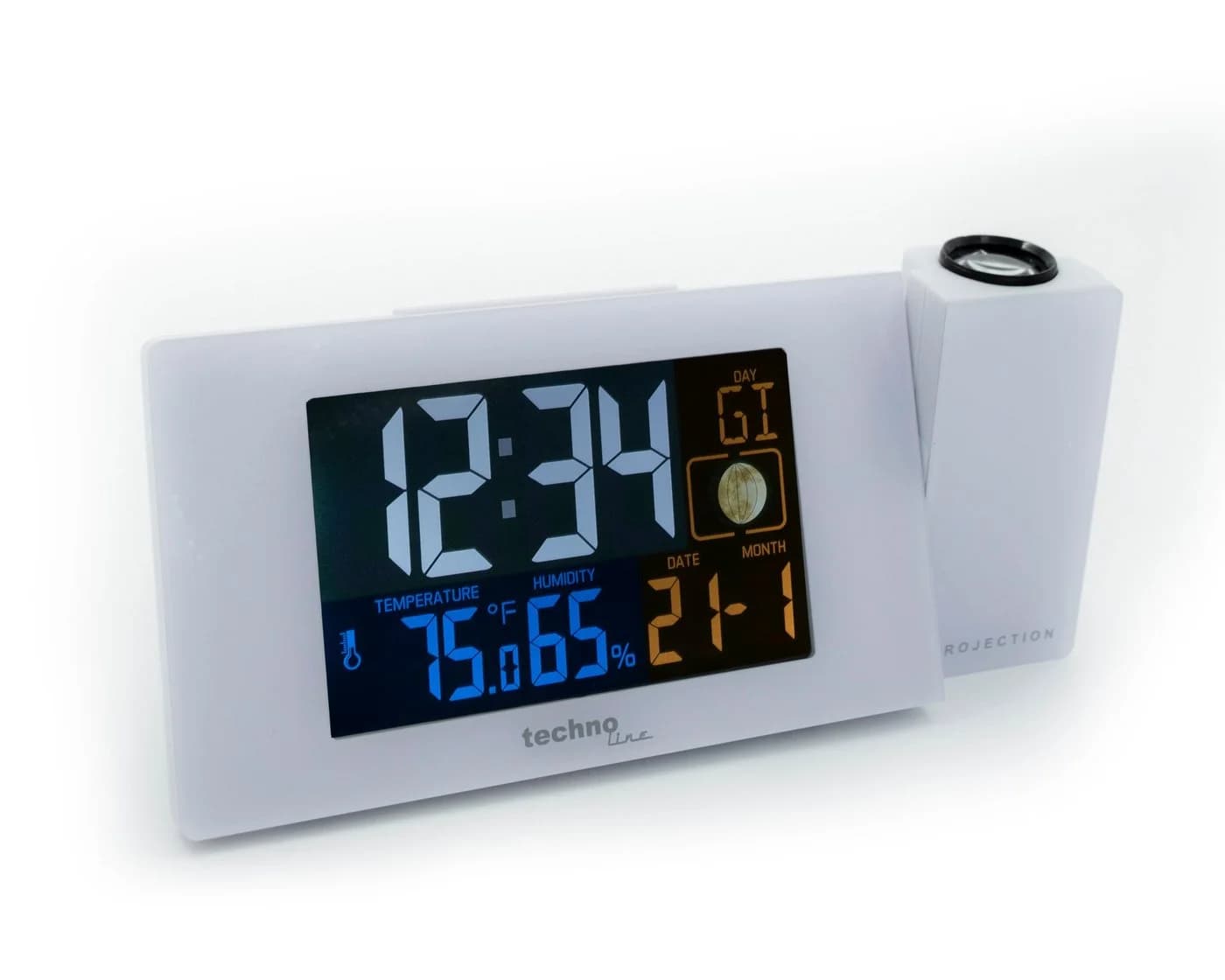 technoline Projektionswecker WT 537 Weiss mit Klimaanzeige