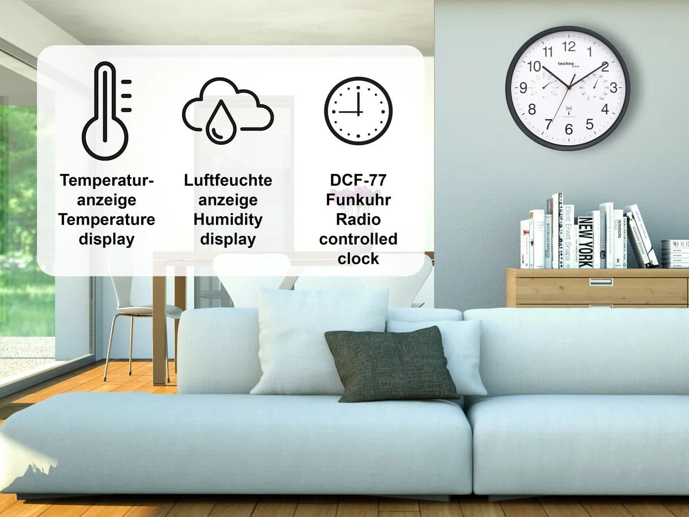technoline Funkwanduhr WT 8945 mit Temperatur- und Luftfeuchteanzeige