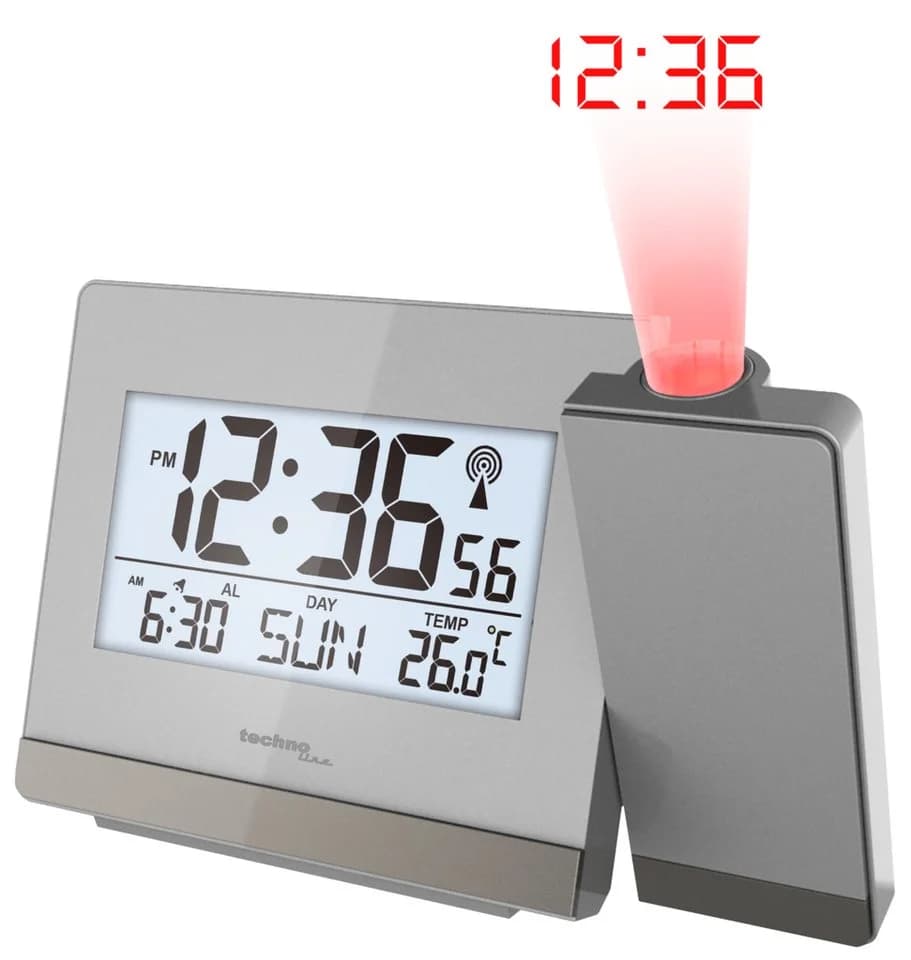 technoline Projektionswecker WT 538 Silber mit Temperaturanzeige
