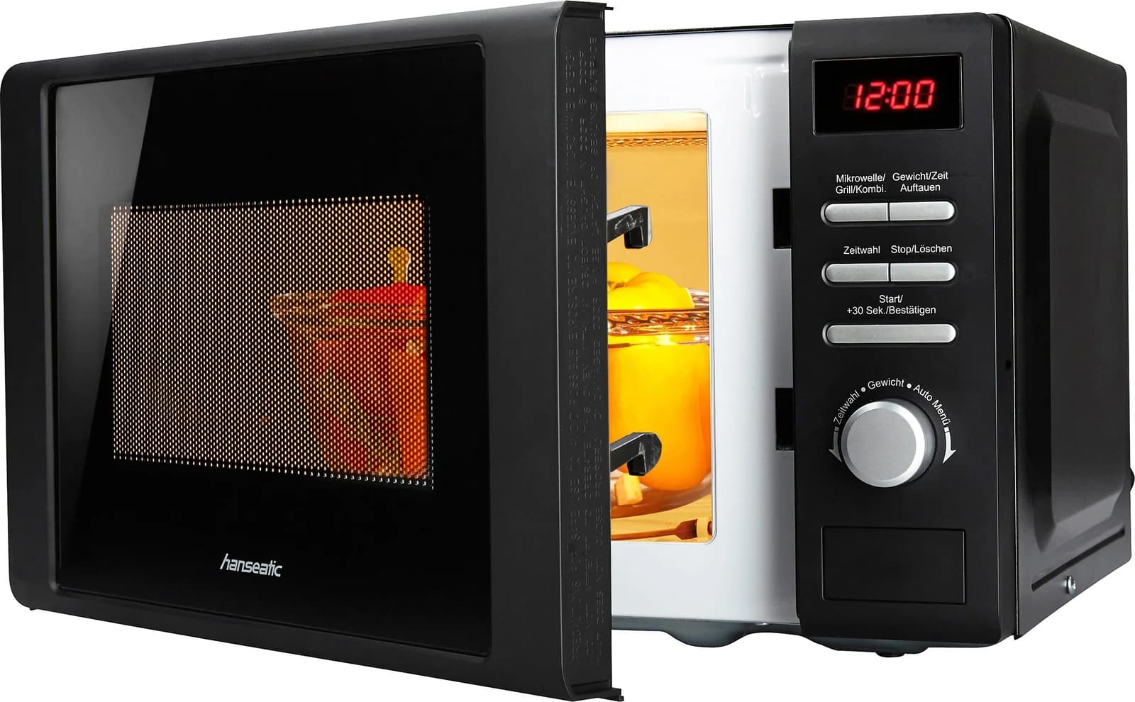 HANSEATIC Mikrowelle 819021 Schwarz 20L 700W 1000W Grill