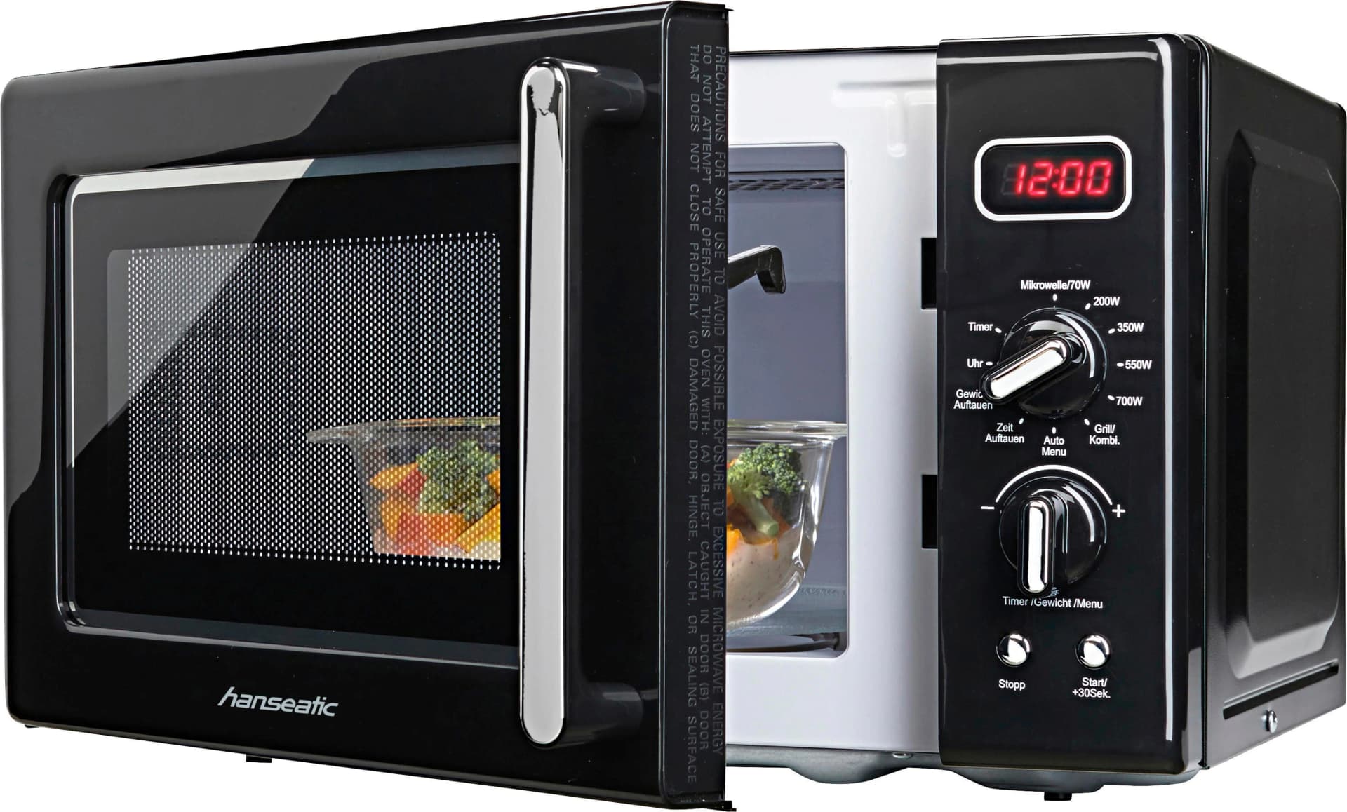 Hanseatic Mikrowelle AG720CE6-PM Schwarz 20L 5 Leistungsstufen