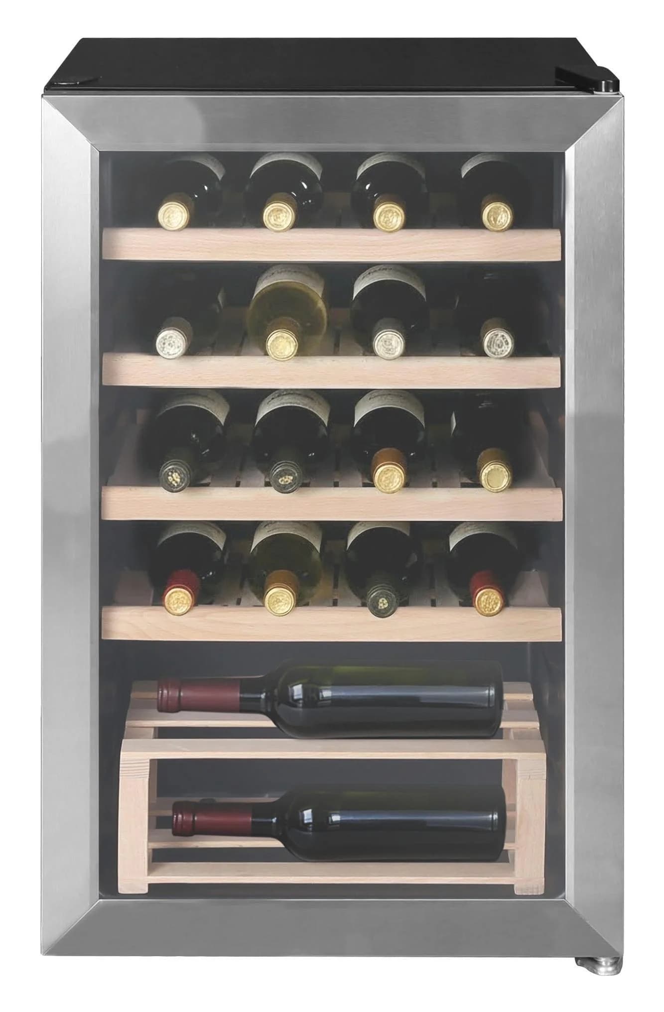 HANSEATIC Weinkühlschrank HWC20FCBH-2 Silber Schwarz