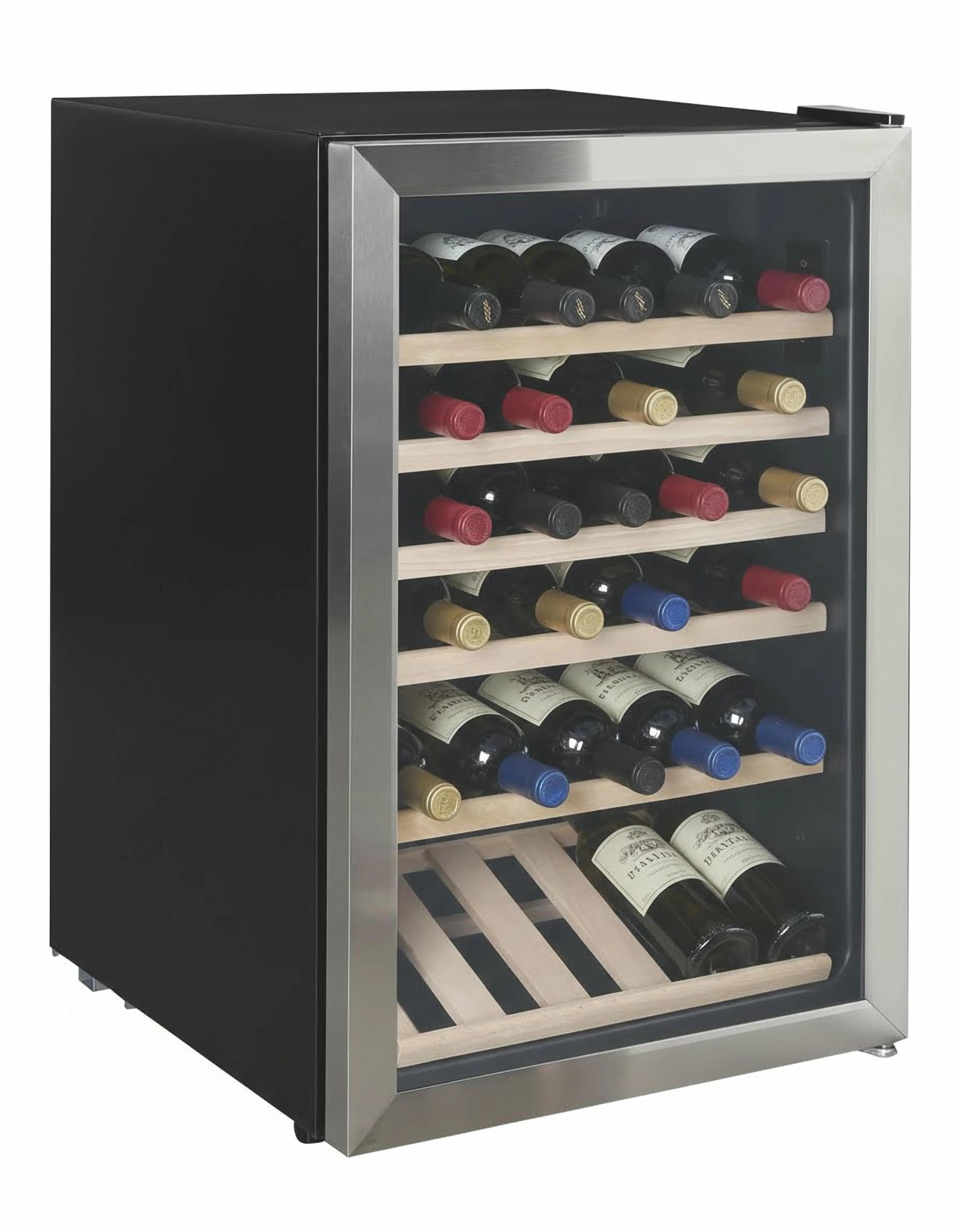 Moderner Weinkühlschrank aus Glas und Edelstahl