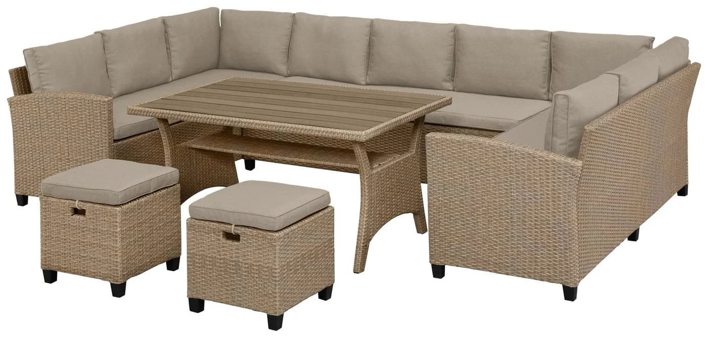 KONIFERA Gartenlounge-Set Rotterdam 20-tlg. Beige/Grau Polyrattan