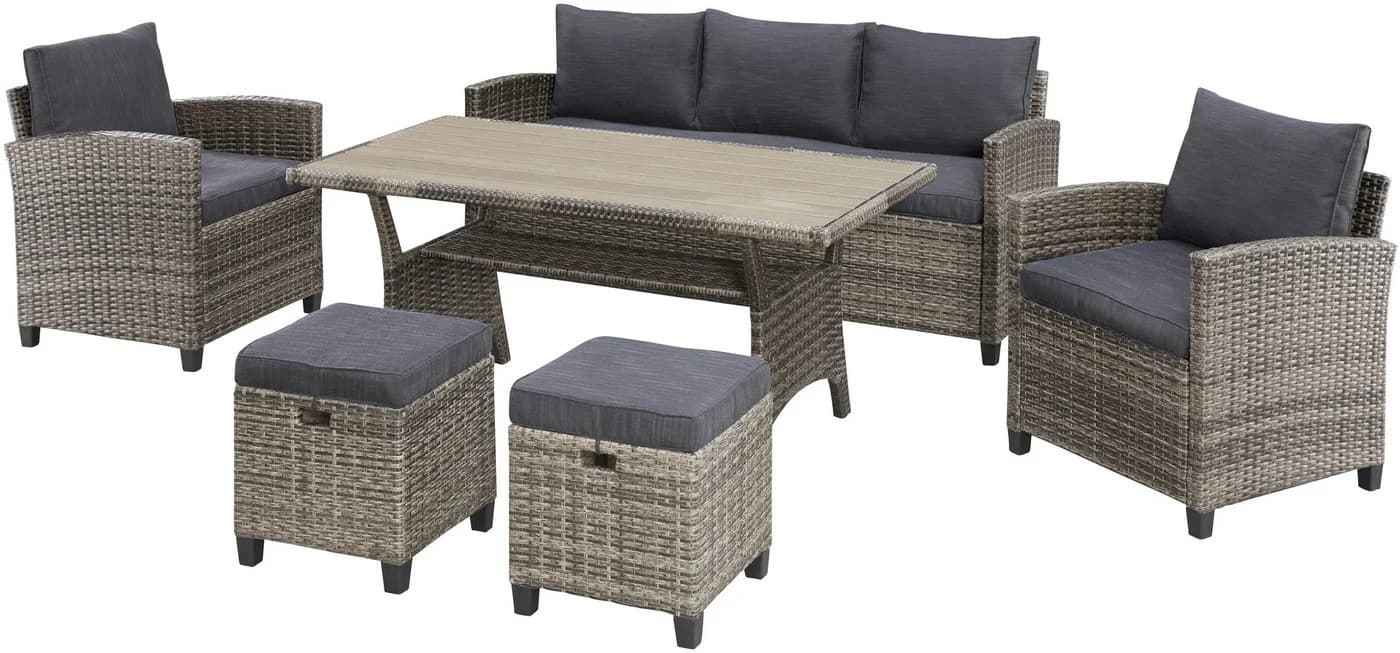 KONIFERA Gartenlounge-Set Amsterdam 16-tlg. Anthrazit Polyrattan