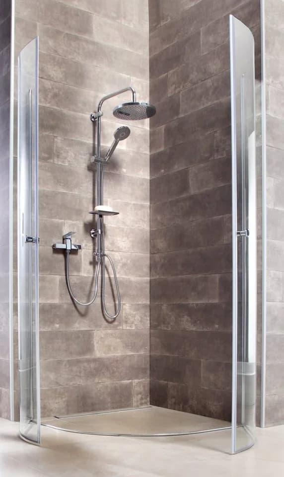 WELLTIME Runddusche Florenz Grau Chromfarben mit Hebe-Senk-Mechanismus
