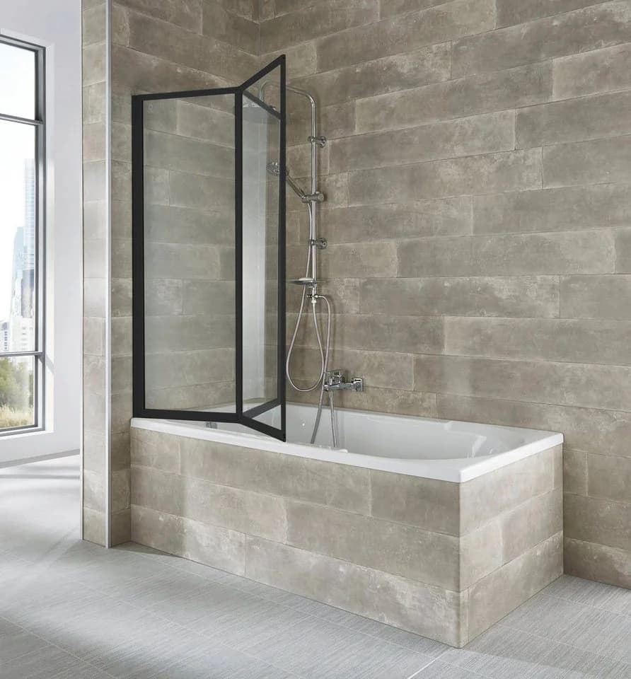 welltime Badewannenaufsatz Nassau 2-tlg. Glas Faltwand Schwarz