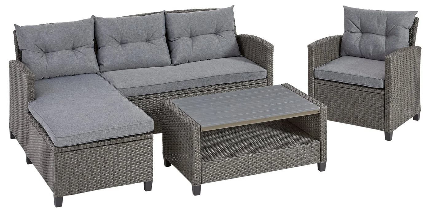 KONIFERA Gartenlounge-Set Cordoba Grau Polyrattan 4-tlg.