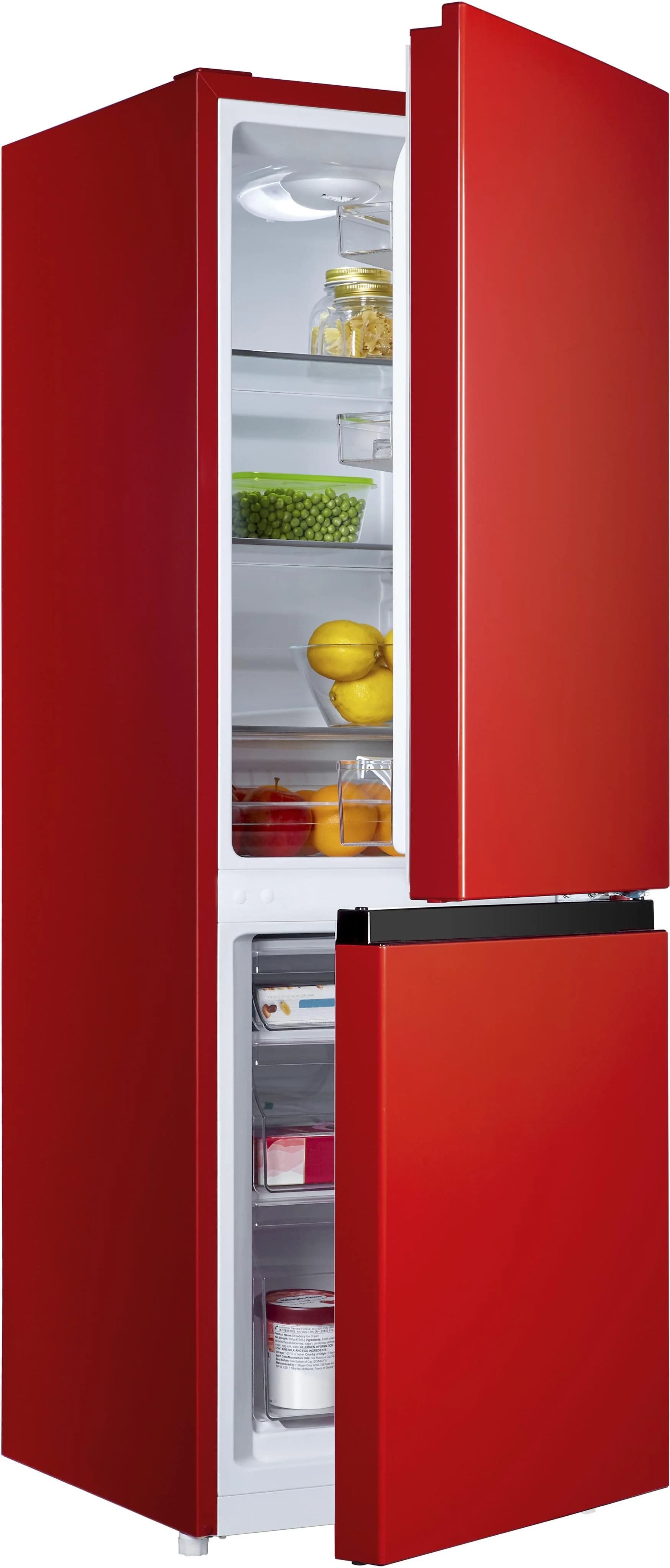HANSEATIC Kühl-/Gefrierkombination HKGK14349B Rot LED-Innenbeleuchtung