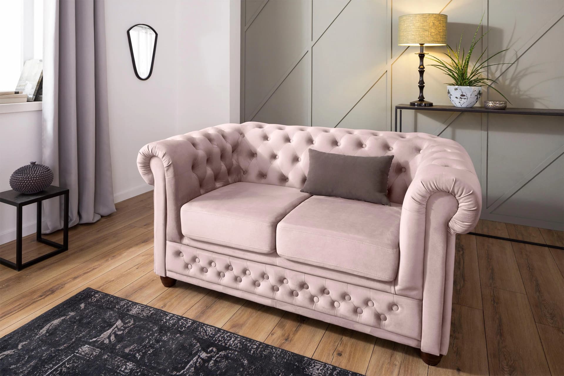 Chesterfield-Sofa HOME AFFAIRE New Castle Rosa Samtoptik
