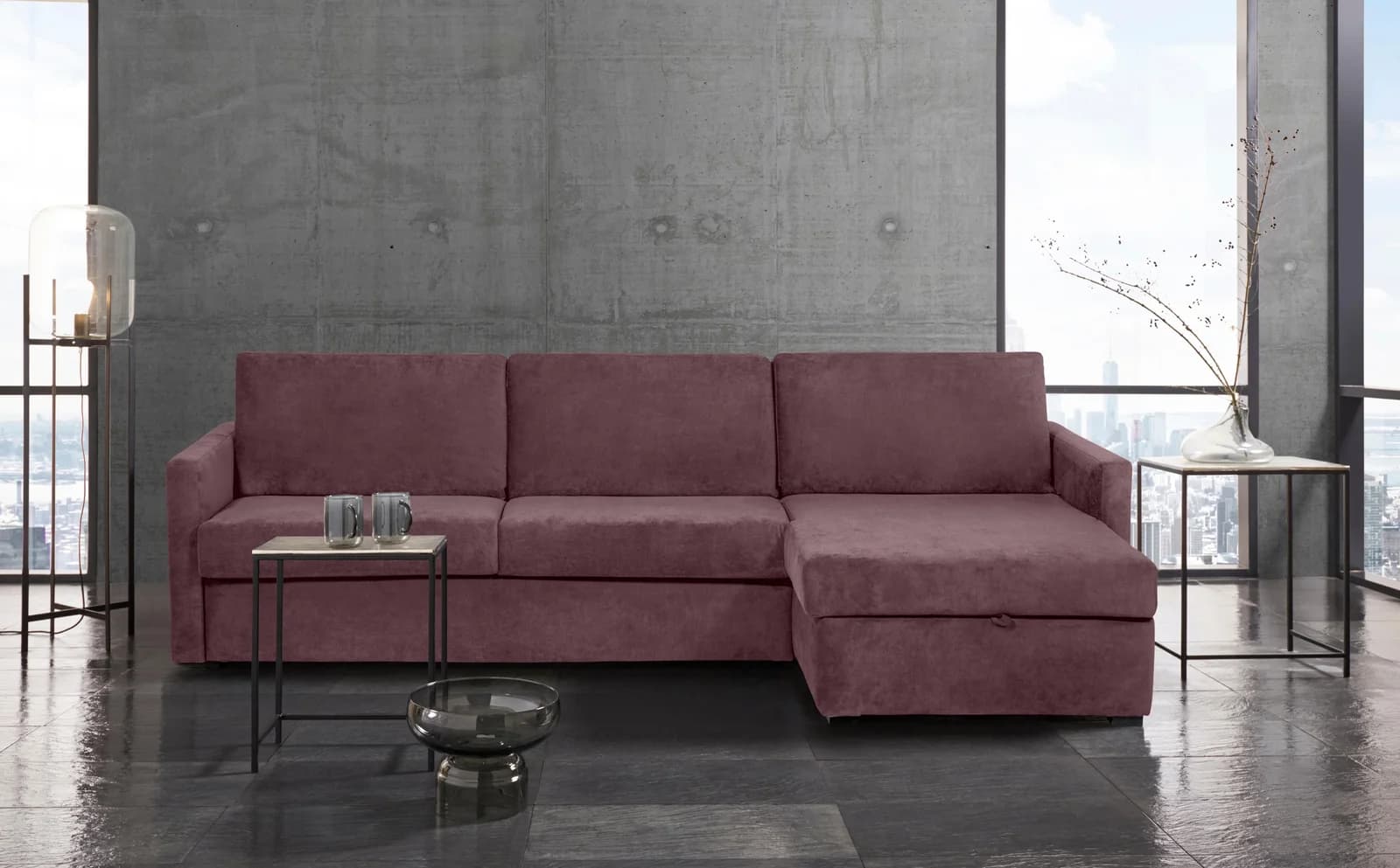 HOME AFFAIRE GOLDPOINT Ecksofa L-Form mit Bettfunktion und Bettkasten
