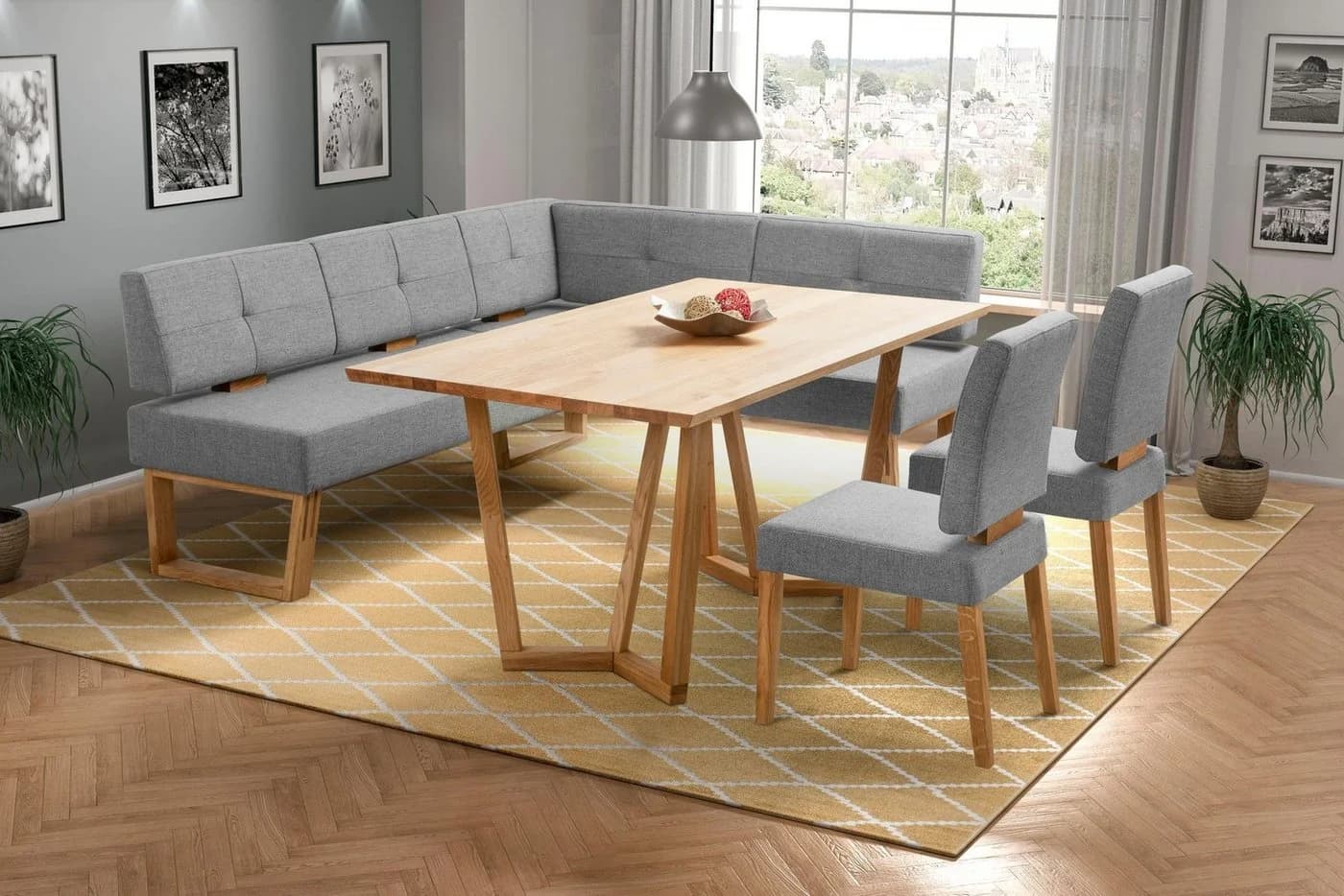OTTO HOME Ponza Polsterstuhl Grau Eiche Massivholz 2er Set