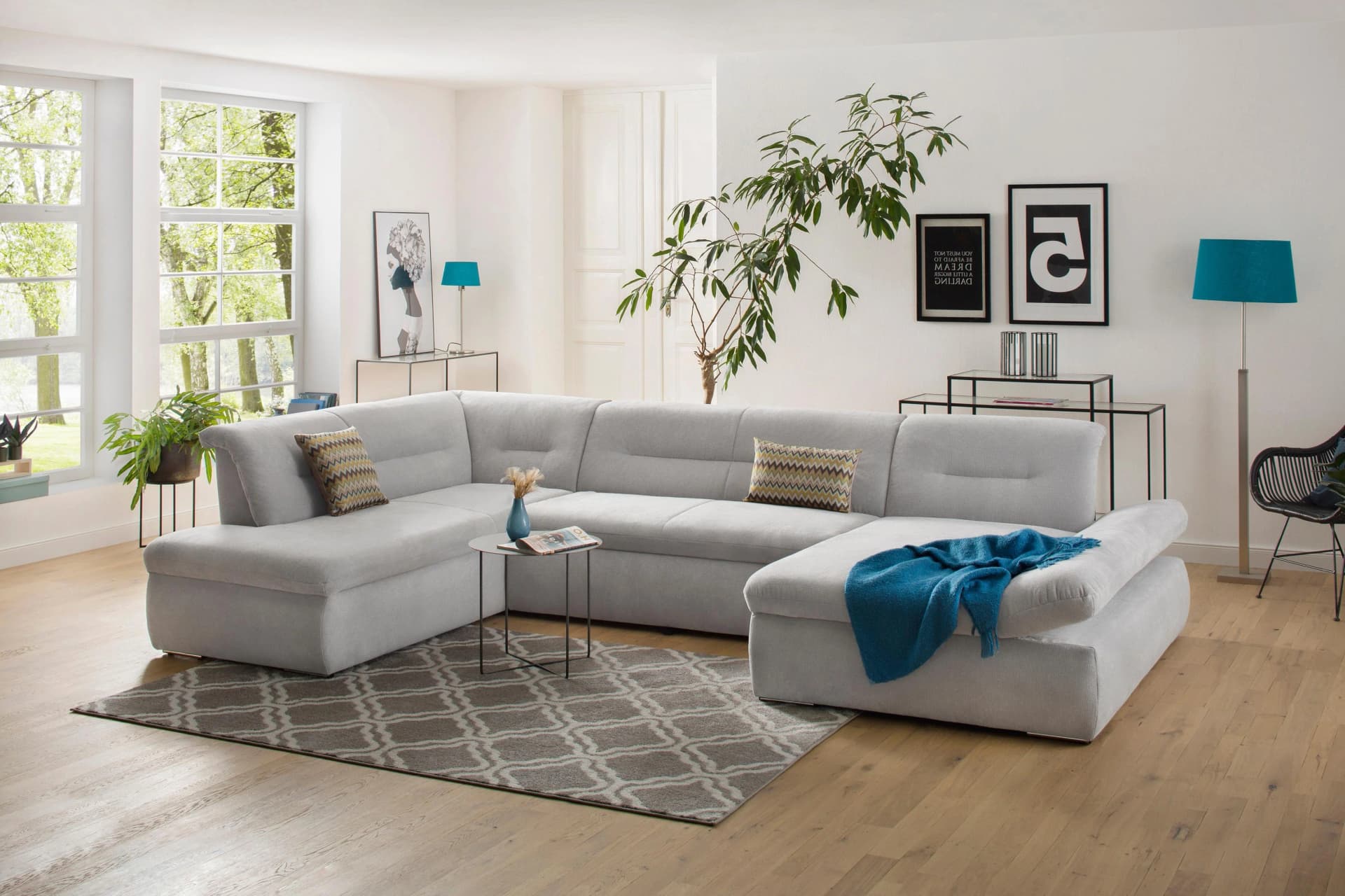 HOME AFFAIRE Avesa U-Form Wohnlandschaft Hellgrau