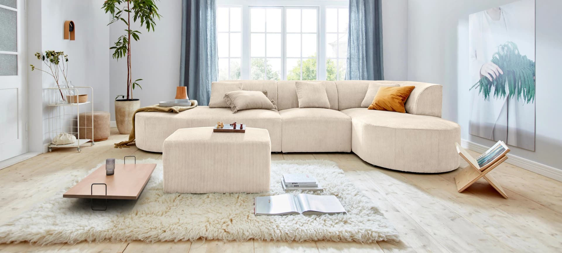 OTTO HOME Ecksofa Alesund L-Form Beige Cord