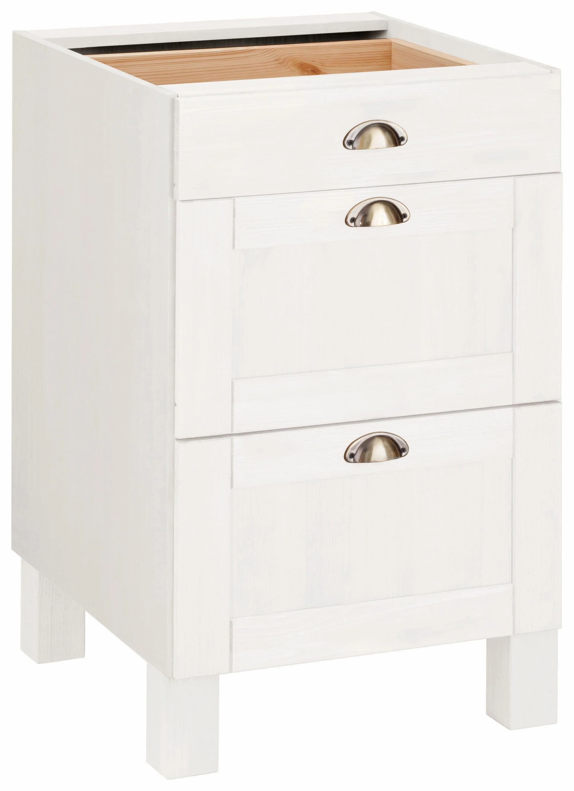 HOME AFFAIRE Oslo Unterschrank Beige Massivholz 3 Schubladen