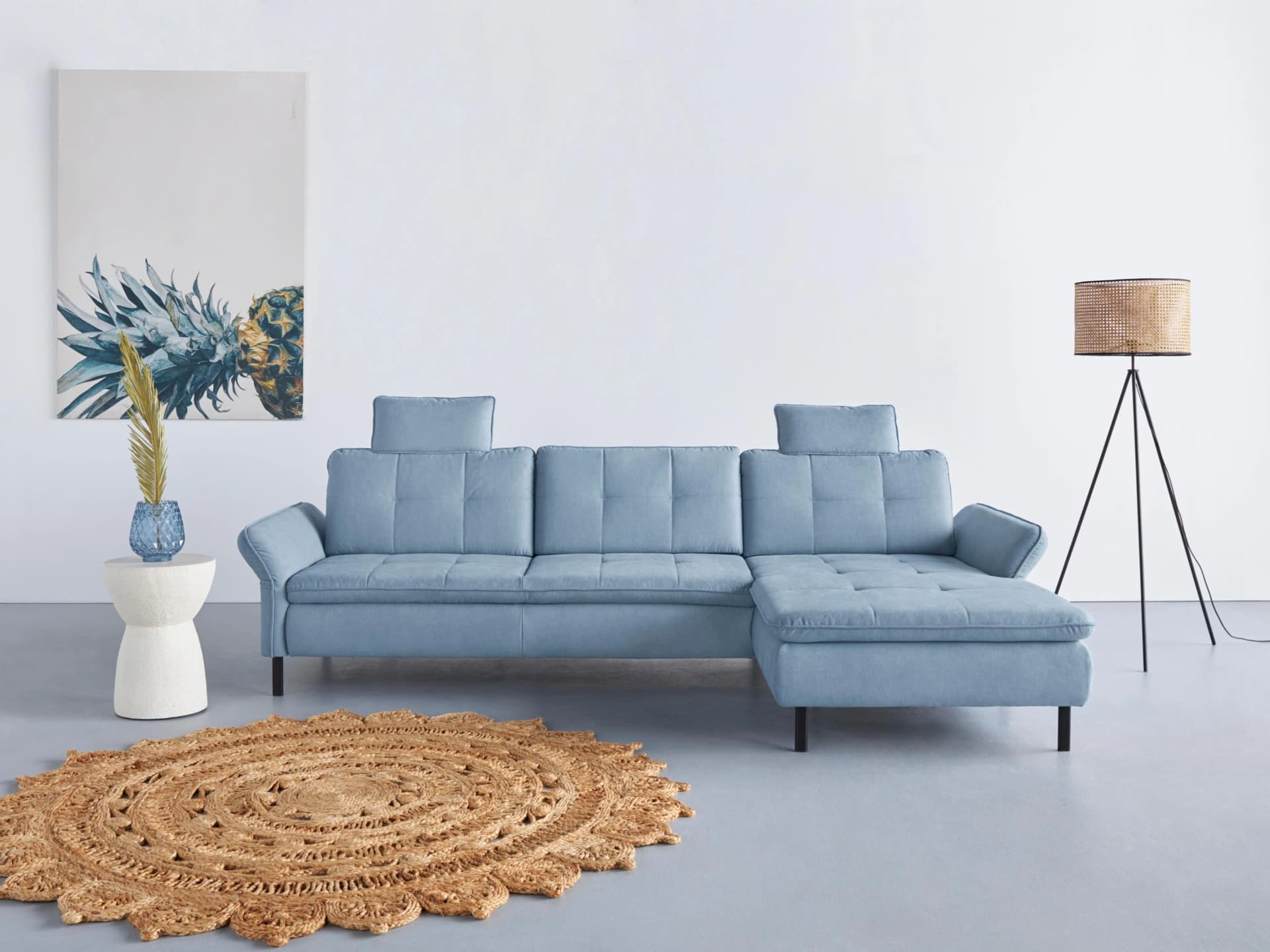 HOME AFFAIRE Ecksofa Birkholm L-Form Hellblau mit Easy Clean Bezug