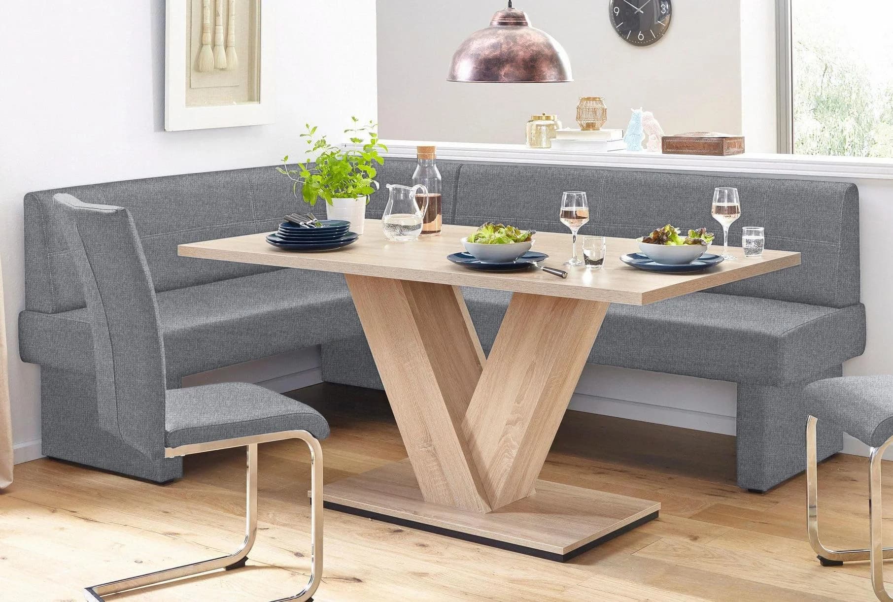 HOME AFFAIRE Eckbank Nils Grau Gepolstert FSC Holz