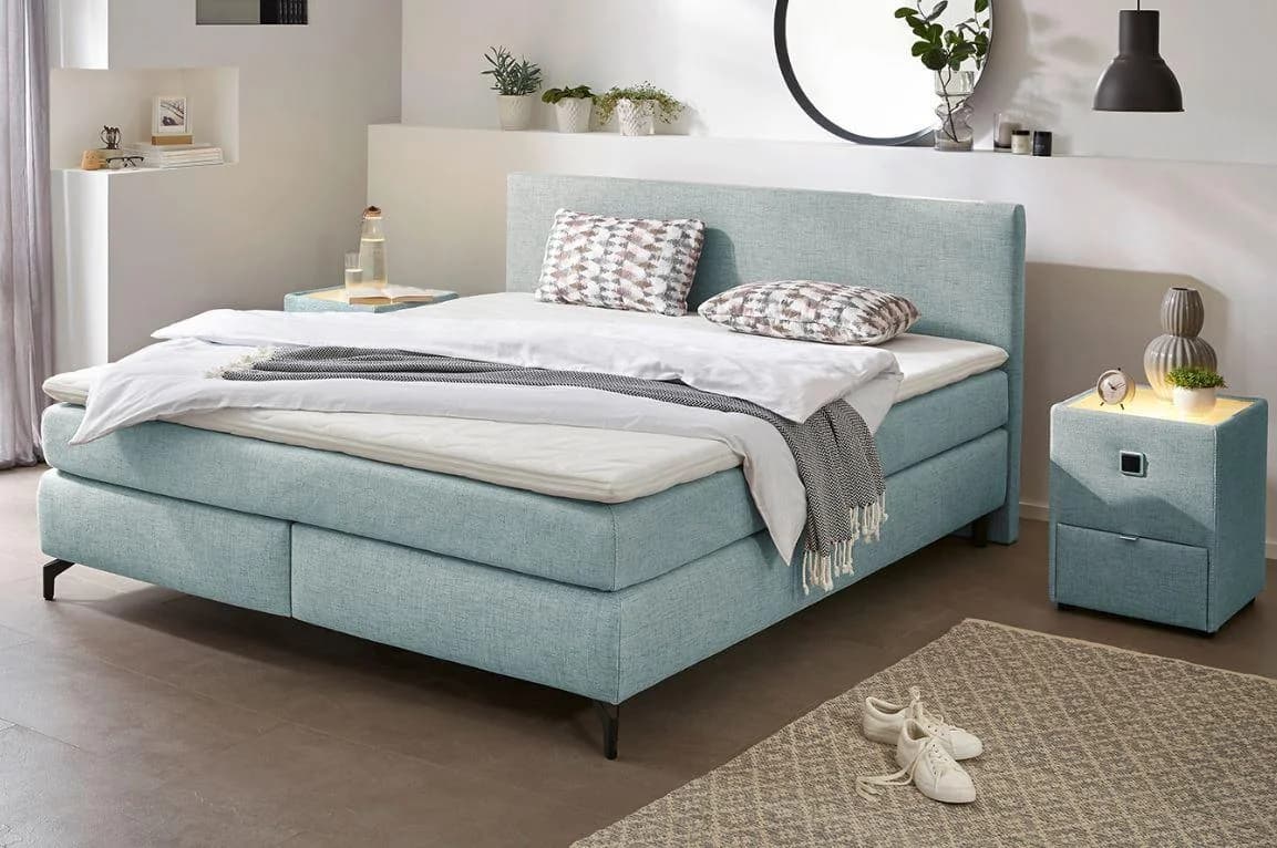 Jockenhöfer Boxspringbett Alinas türkis mit Topper