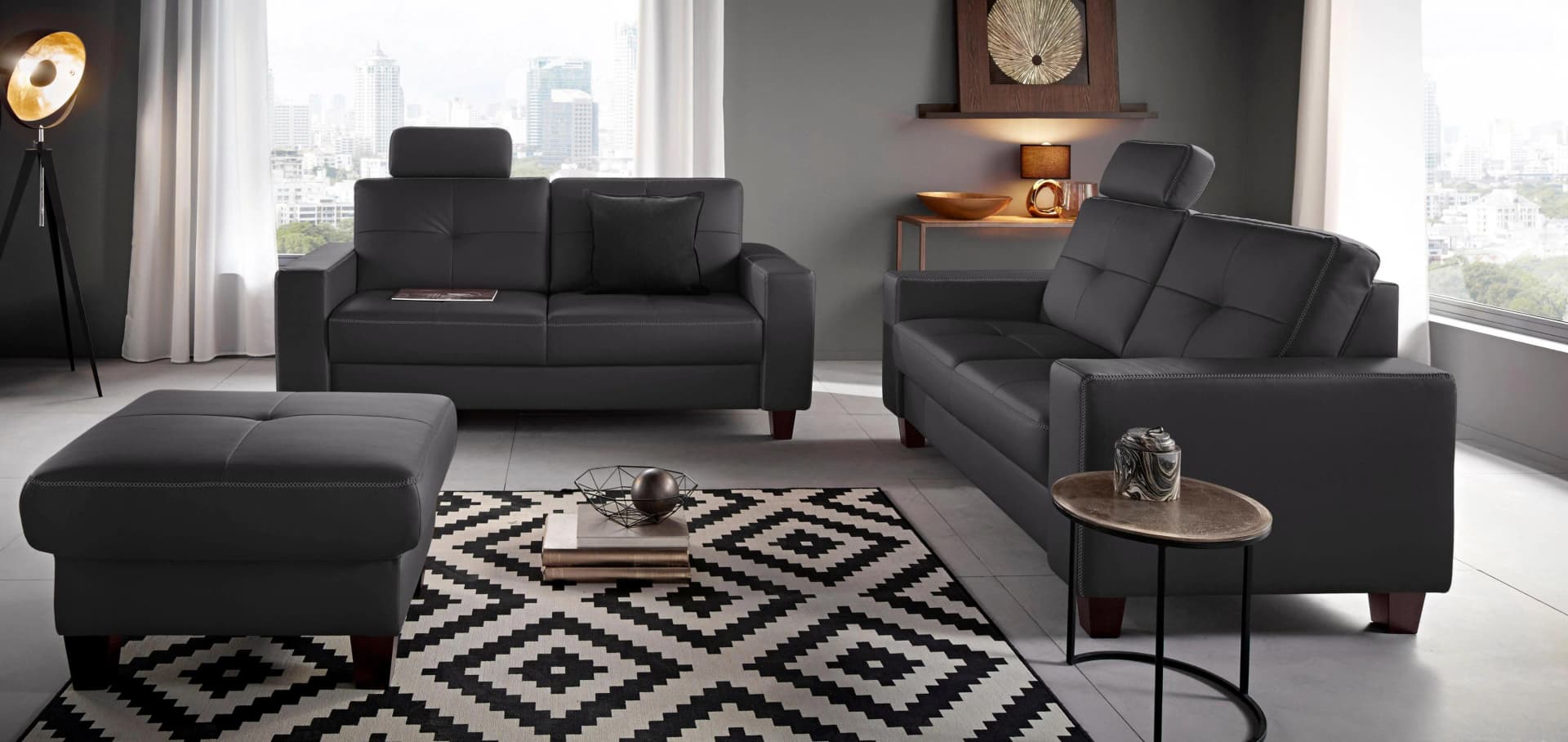 Home Affaire Sofa Varese 2,5-Sitzer Dunkelbraun Leder