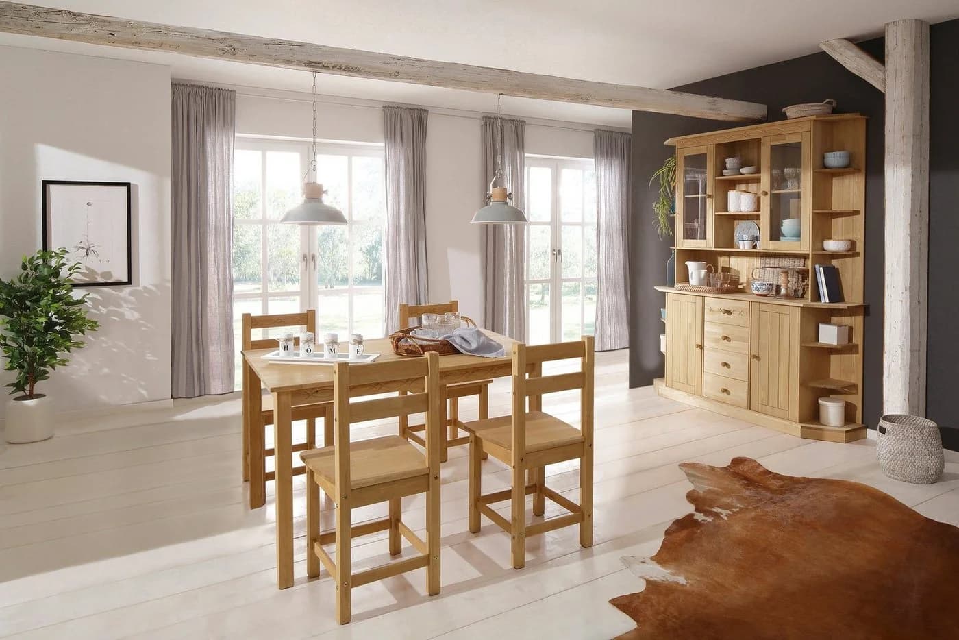 OTTO HOME Esstisch Indra Beige Massivholz Kiefer Verlängerbar