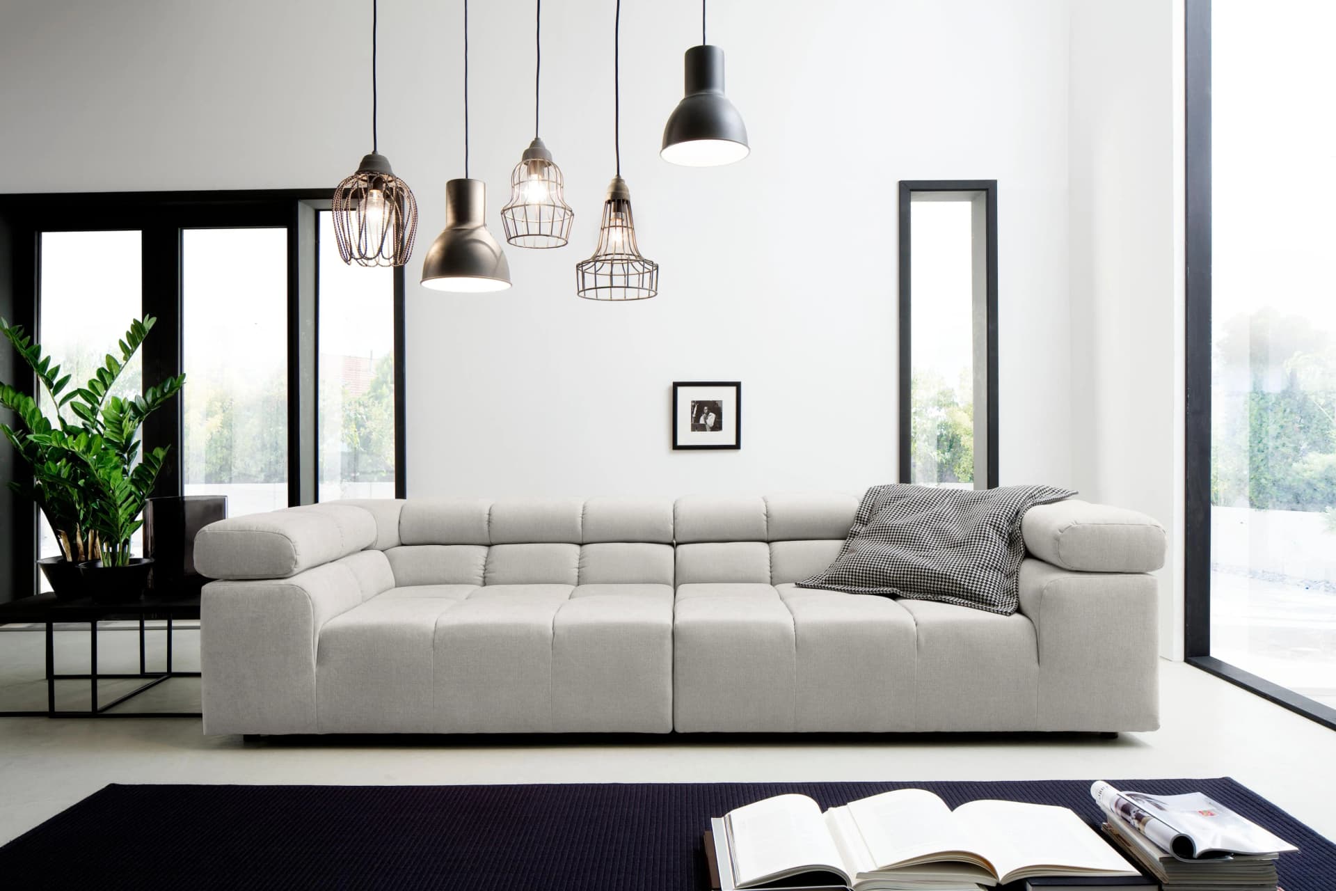 Home Affaire Big-Sofa Ancona Beige mit verstellbaren Kopfstützen