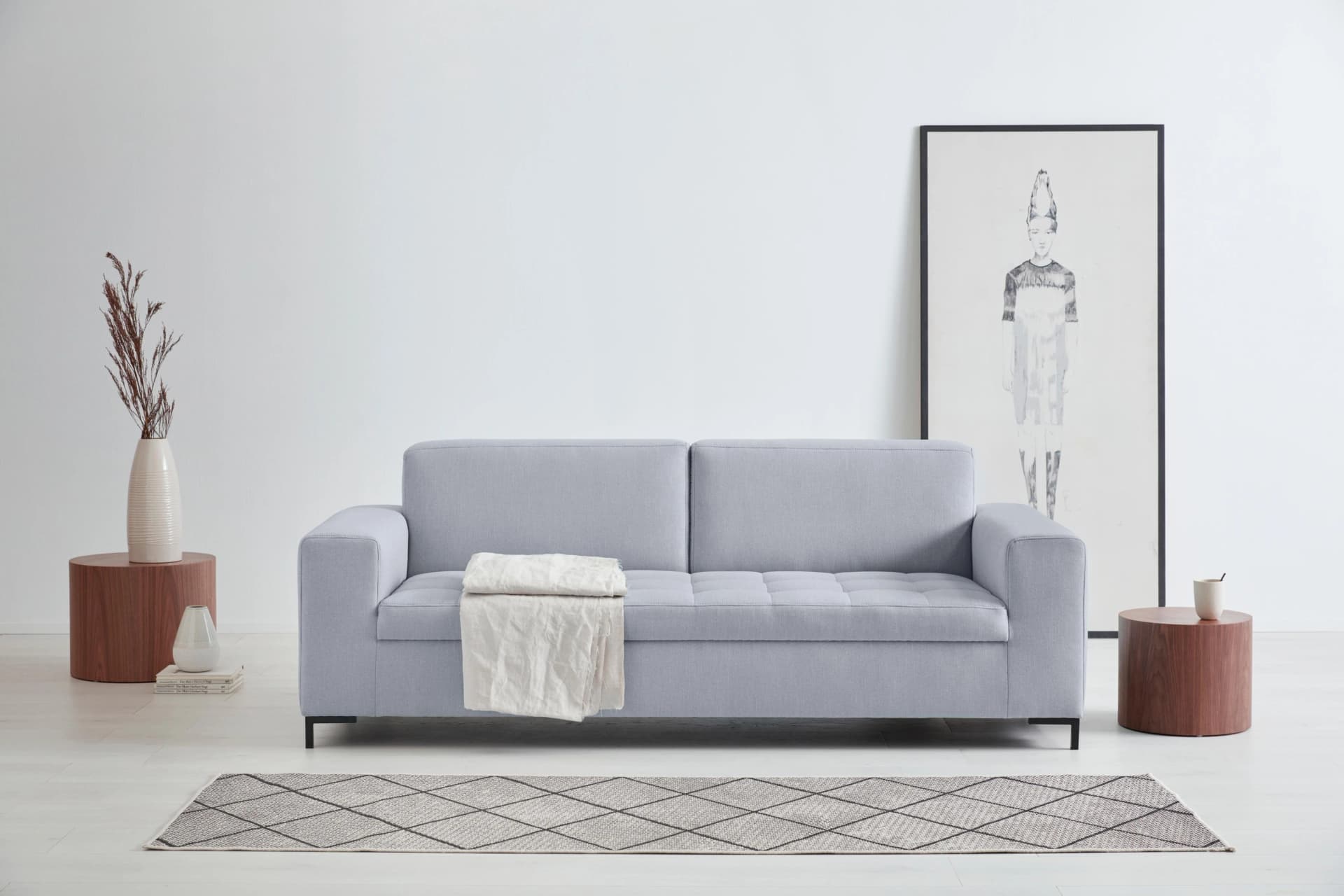 OTTO PRODUCTS Grazzo 3-Sitzer Sofa Silber Recyceltes Polyester Modern