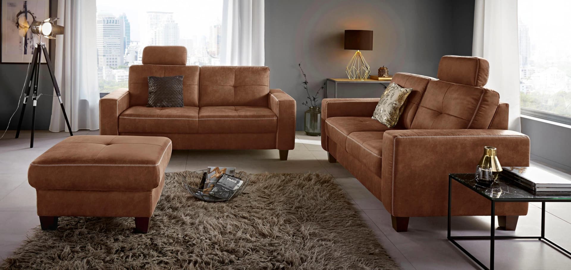 Home Affaire Sofa Varese 2,5-Sitzer Cognac Leder