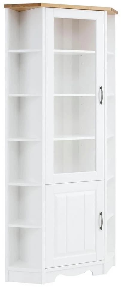 OTTO HOME Eckvitrine Trinidad Weiß Honigfarben Massivholz