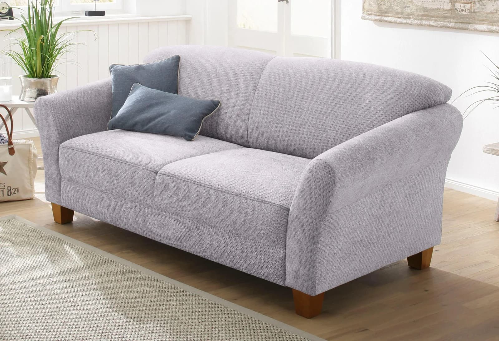 HOME AFFAIRE Gotland 3-Sitzer Sofa Grau Luxus-Microfaser
