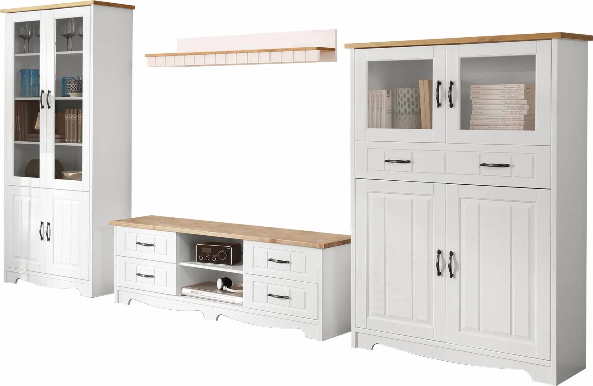 OTTO HOME Wohnwand Trinidad Set Weiß Massivholz Landhausstil