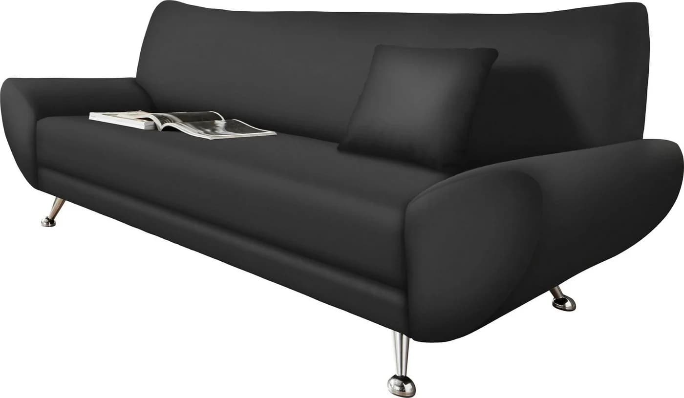 HOME AFFAIRE Saltare 3-Sitzer Sofa Schwarz Metallfüße Kunstleder