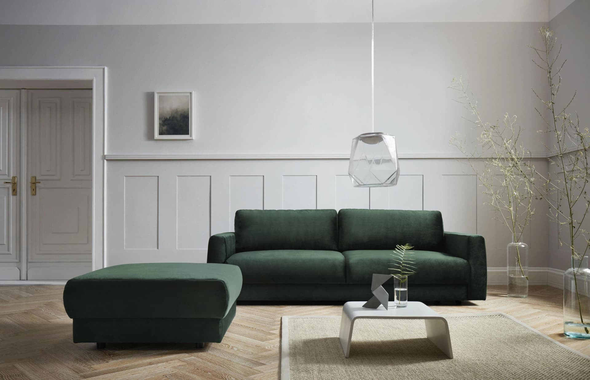 OTTO HOME Hobro 2,5-Sitzer Sofa Grün Samtoptik