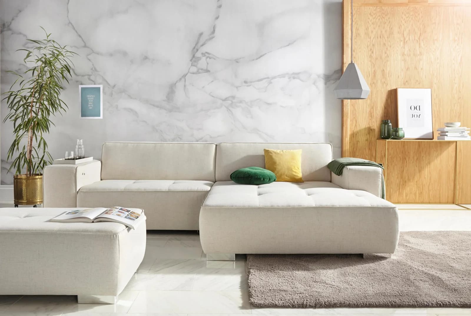 Home Affaire Ecksofa Sapporo L-Form Beige mit Bettfunktion