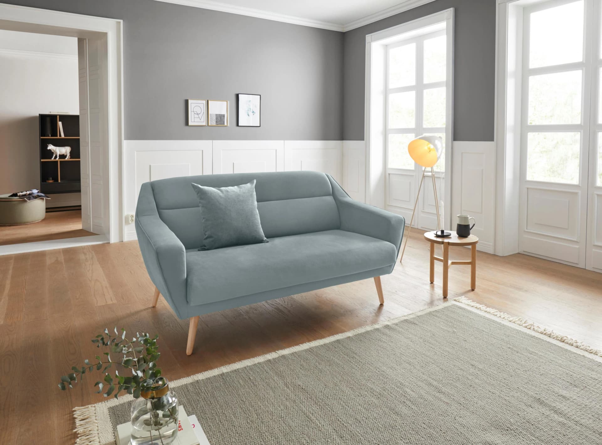 OTTO HOME Sofa Bille 2-Sitzer Mint Microfaser Eiche-Beine