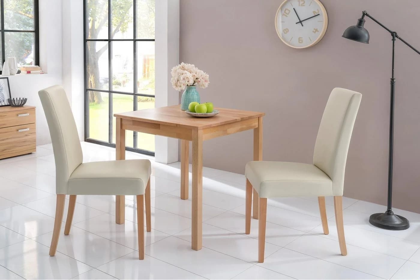 Home affaire 4-Fußstuhl Lea Beige Kunstleder 2er Set