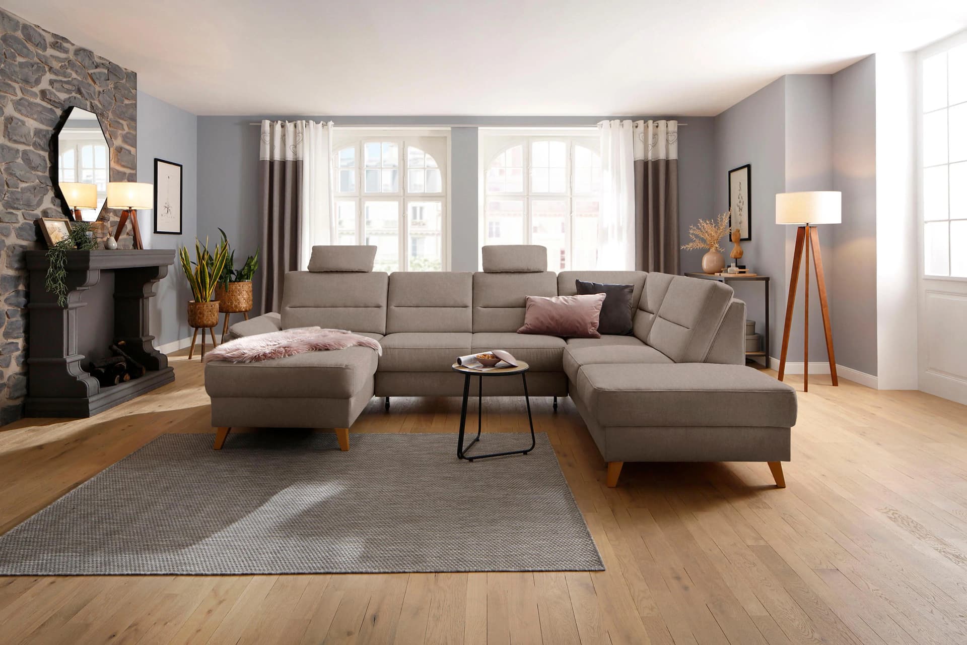 Home Affaire Wohnlandschaft Westerland U-Form Taupe