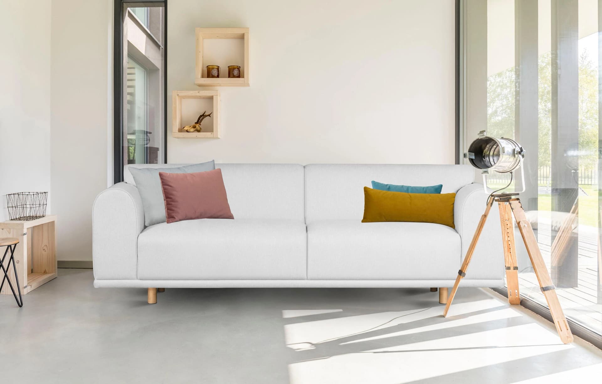 OTTO HOME Maroon 3-Sitzer Sofa Beige Skandinavisch