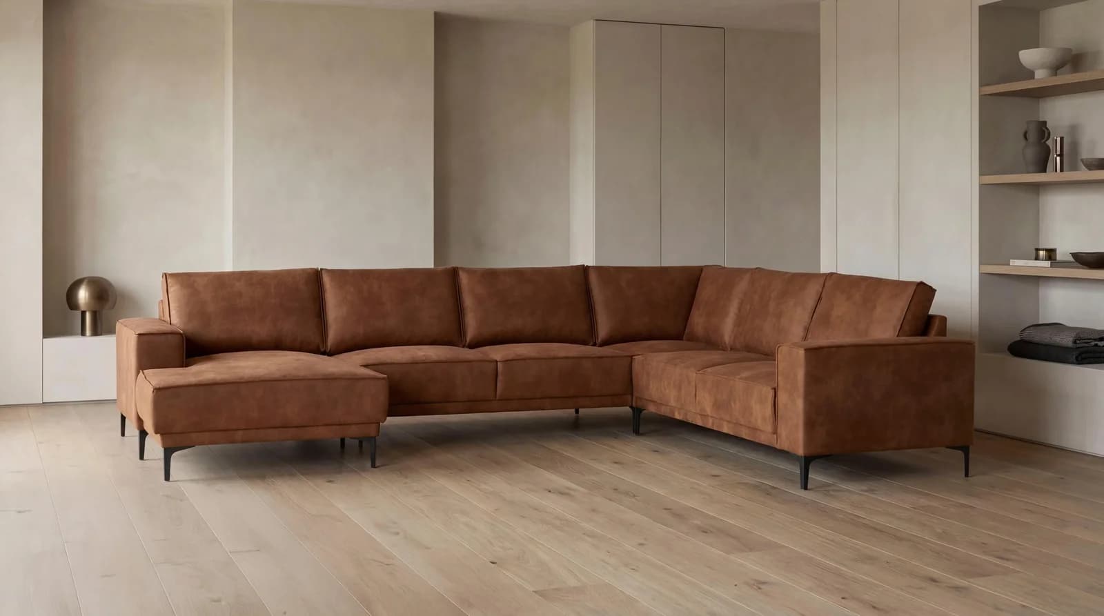 OTTO HOME Wohnlandschaft OLAND U-Form XXL Cognac Skandi-Design