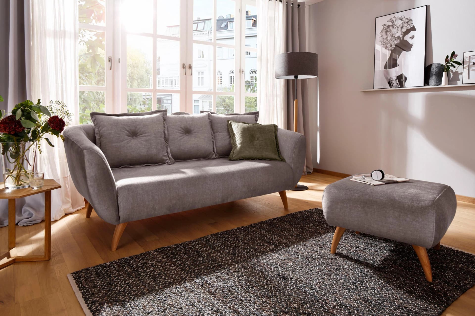 HOME AFFAIRE Baggio 2,5-Sitzer Sofa Braun Veloursstoff