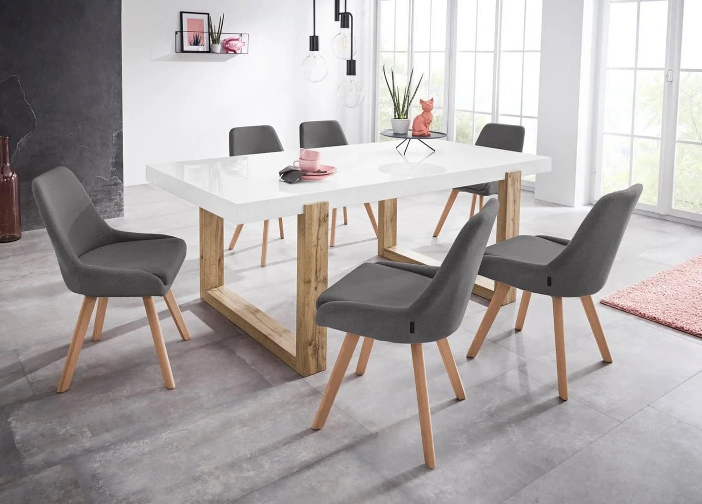 OTTO HOME Esszimmerstuhl Dilla 2er Set Anthrazit Eichenholz