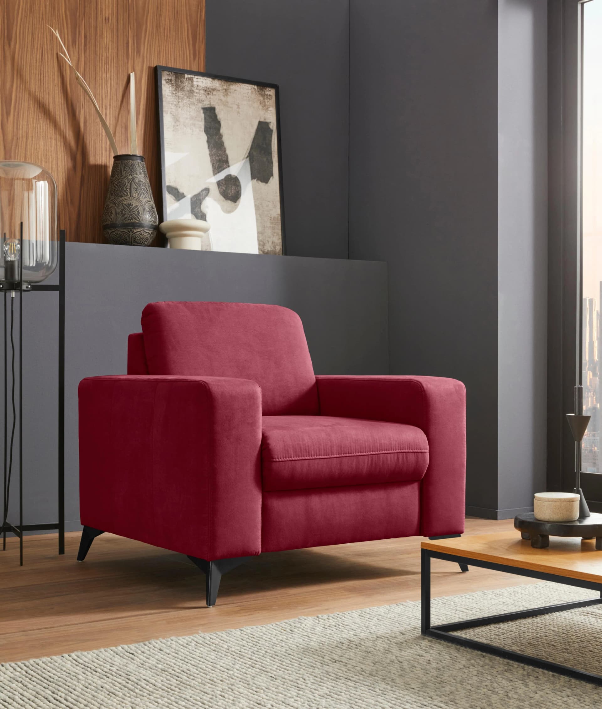 HOME AFFAIRE Sessel Lolland Bordeaux Microfaser