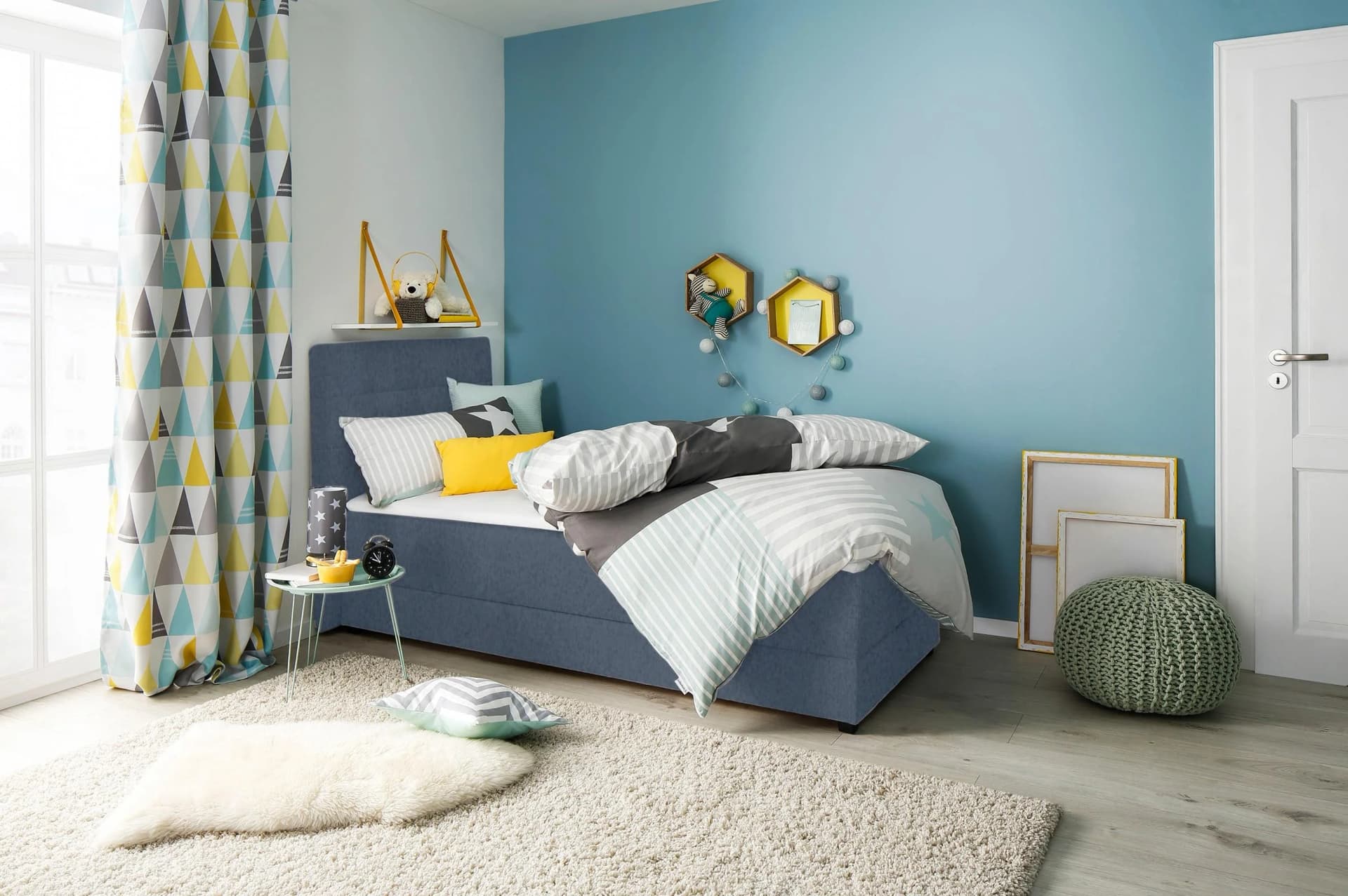 Boxbett HOME AFFAIRE Mieke Blau mit Bettkasten und Topper