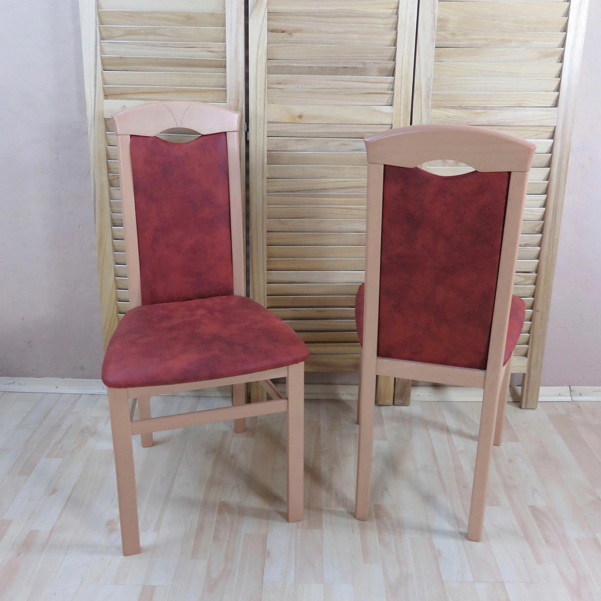 HOME AFFAIRE 4-Fußstuhl Terracotta Buche Polyester Lederoptik