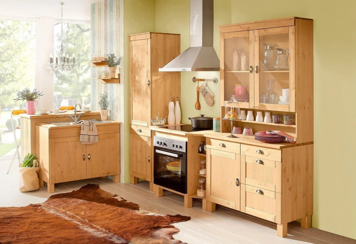 Home affaire Hochschrank Oslo Massivholz Kiefer Beige